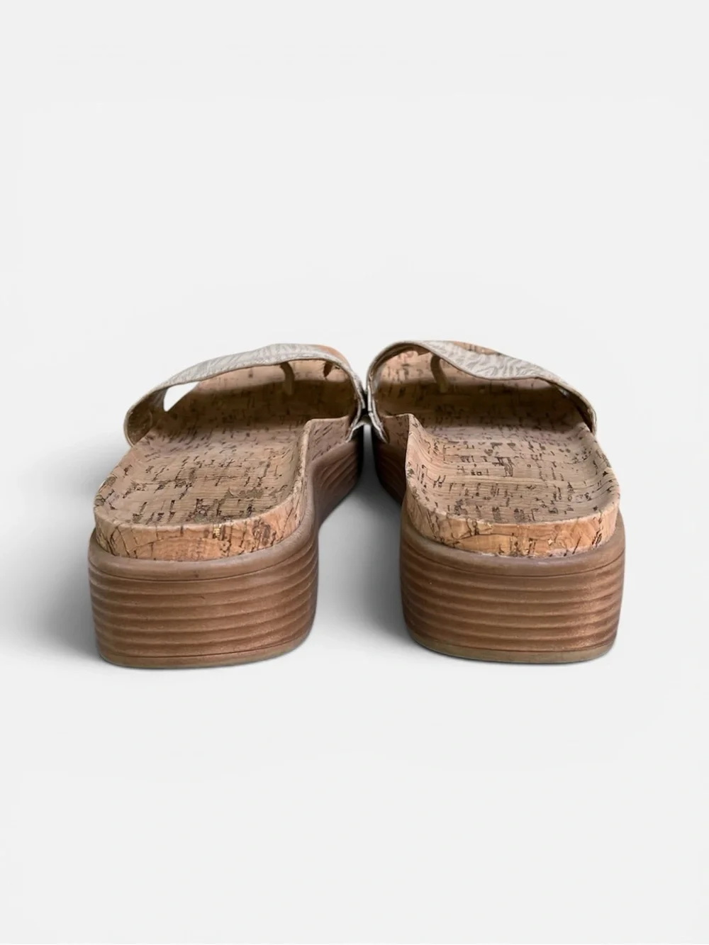 Donald J Pliner “Fiji” Flatform Slide Thong Sandal  in Gold Fleck Cork Sz 9